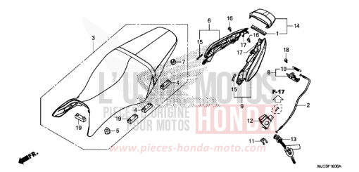 SITZ/WINDLAUF, HINTEN CBR650FAG de 2016